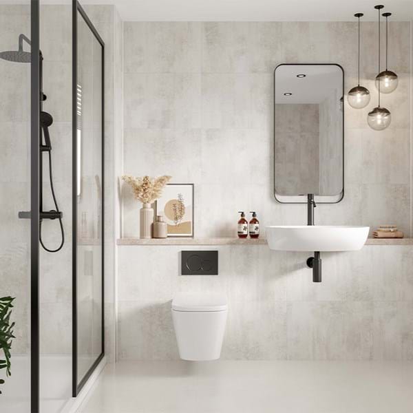 White Gypsum Paneele in Fliesenoptik