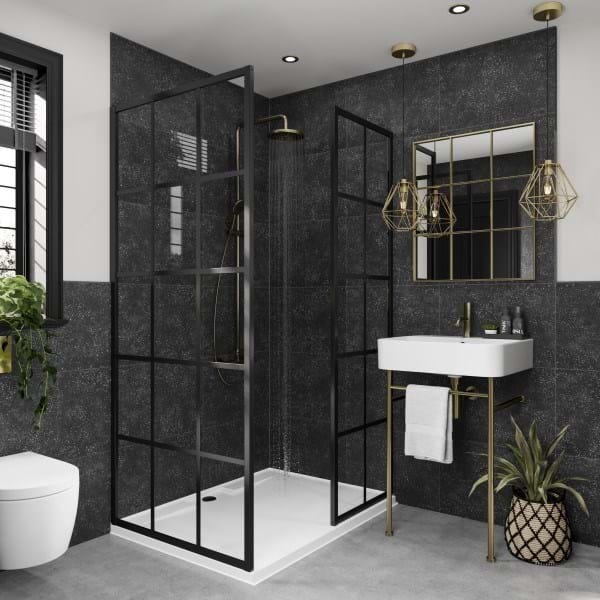 Black Mineral Paneele in Fliesenoptik