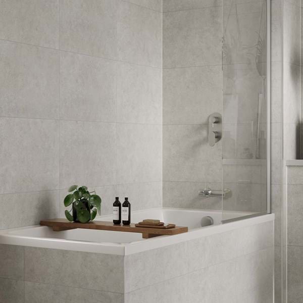 White Mineral Paneele in Fliesenoptik